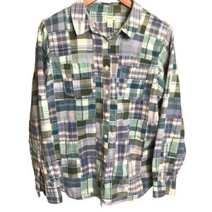 Vintage L.L. BEAN Womens Sz L Patchwork Madres Cotton Shirt